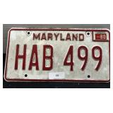 Vintage Maryland License Plate; 1980