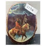 Vintage Wood Art; Native American on Horse