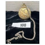 Deer Design Roman Numeral Pocket Watch