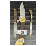 (3) Vintage Carving / Hunting Knives