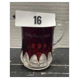 Vintage Ruby Flash Souviner Glass Pitcher