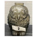 Vintage Smokey Glass Owl Bank; 6.5"