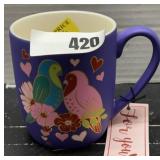 Hand Painted Love Bird Coffee Cup