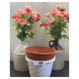 Vintage Crocks w/ Flowers & More