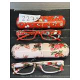 (2) Eyeglass / Case Sets 2.50