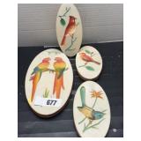 (4) Oval Ceramic Bird Wall Plaques