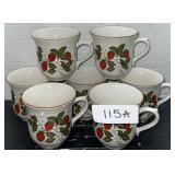 Vintage Newcor Stoneware China Strawberry Glasses