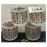 Vintage Anchor Hocking Frosted Strawberry Glasses