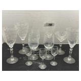 Vintage Etched Wine Glasses & More