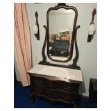 Early Low Boy Dresser with Mirror