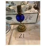 Cobalt blown glass lamp 10 inches