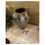 Brass enamel vase