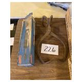 Vintage ice, tongs, and suction gun