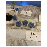Staffordshire, vintage blue and white deer