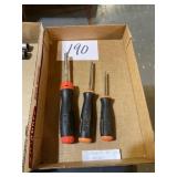 Snap on tool screwdrivers