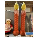 Blown mold Christmas candles, two pieces