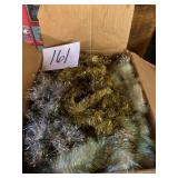 Box of tinsel for Christmas decorations