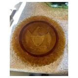 Amber patriotic Eagle plate trivet vintage