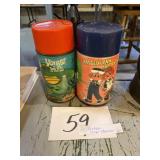 Vintage metal thermos voyage to the bottom of t