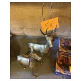 Two brass deer statuary one 19 inches one 29