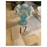 Fenton blue fluted vase 4 inches