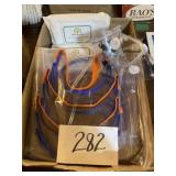 facemasks and goggles and hand, disinfectant wipes