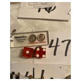 Trump casino, dice, and westvaco keychains