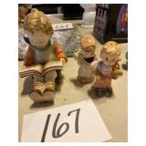 Hand painted porcelain children, salt, and p