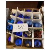 Box of Christmas tree ornaments