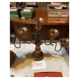 Metal and wood candleholder