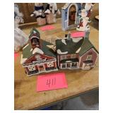 Christmas Lighted House and School