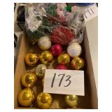 Assorted tree, decorations, and