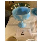 Fenton slag blue compote bowl