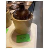 Vintage, brown, and white glazed jug