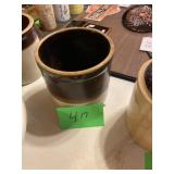 Vintage, brown, and white glazed jar