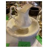 Ceramic glazed bowl and pitcher