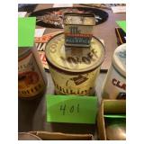 Wilkins, coffee, tin and McCormick allspice tin