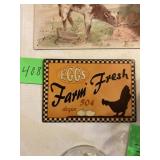 Farm Fresh Eggs tin sign