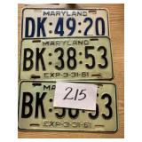 Old Maryland license plates 1961