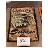 Harley Davidson eagle head tin sign