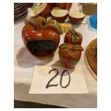 Apple, steel wool holder and salt and pepper