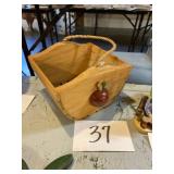 Apple theme wooden basket with cord handle