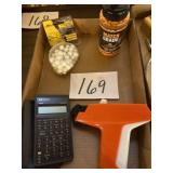 Miscellaneous box with slingshot marbles,