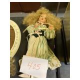 Ceramic doll curly hair with stand