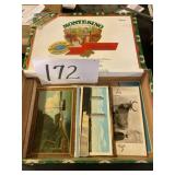Cigar box and old postcards