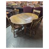 Early Double Drop Leaf Oak Table 4 Chairs