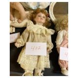 Ceramic green eyed doll with stand