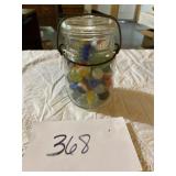 Glass jar of marbles