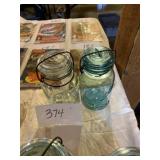 Blue glass ball jars with Lyddon