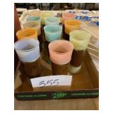 Set of 12 glasses with genuine mahogany jackets